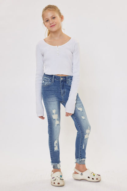 Girls Distressed Skinny Jeans