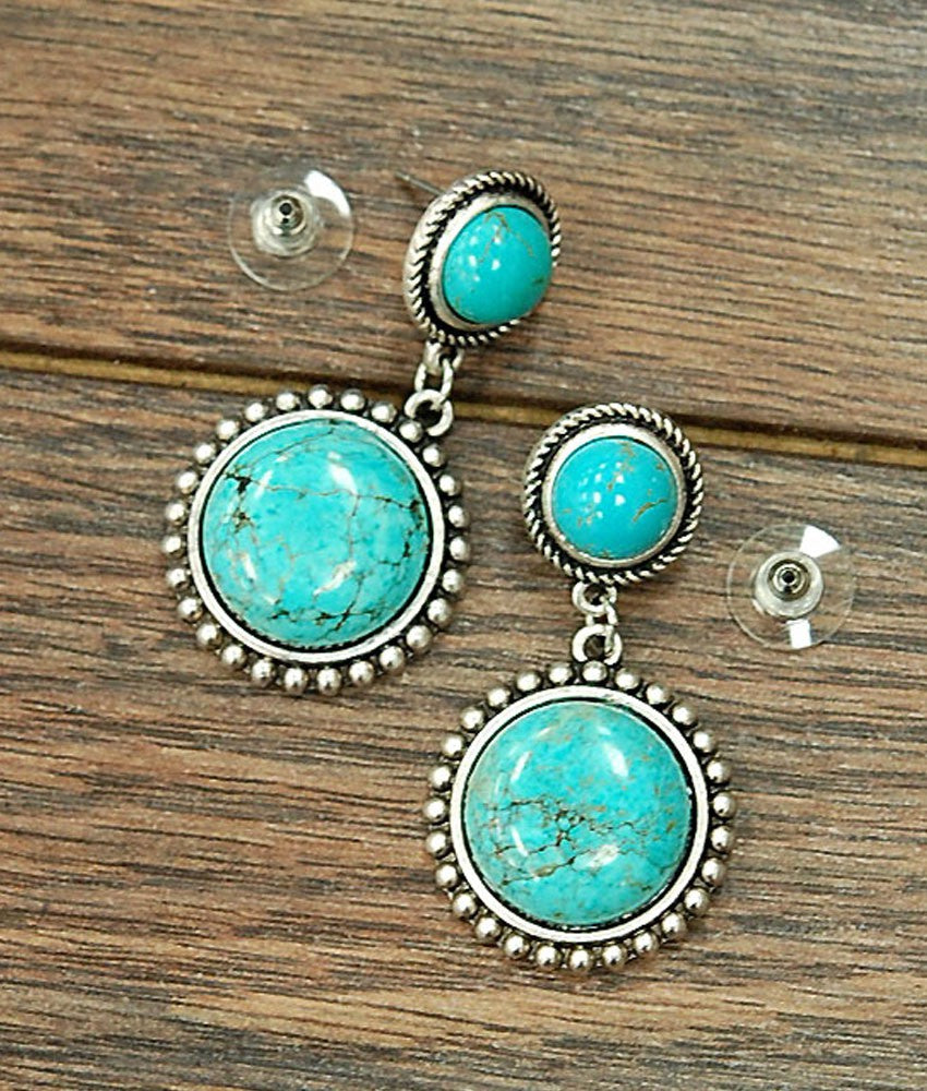 Turquoise Post and Stone Earrings