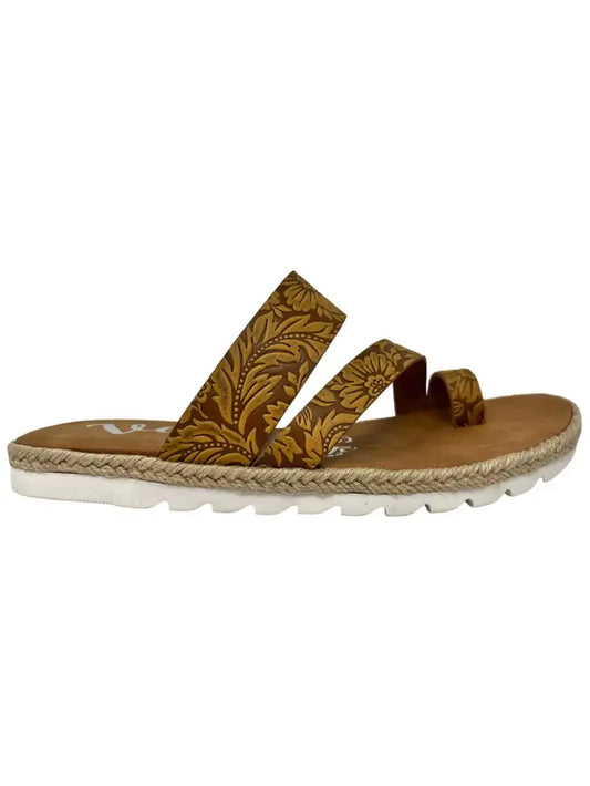 Tooled Leather Slip On Sandles (Daphne)